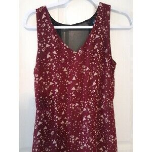 Even And Odd Skull Midi Red Dress Small With Black Mesh Upper Back Dress. B60